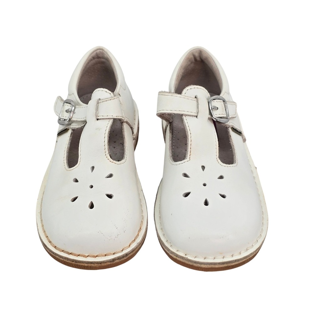 L'Amour Girls White Leather T-Strap Mary Jane Shoes Size 10 Style 751